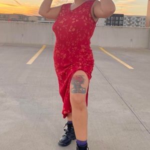 Red Floral Maxi Dress